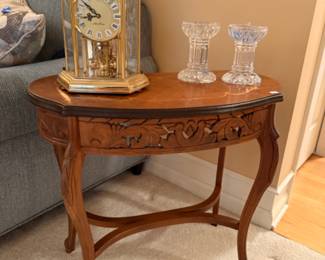 Waterford Bethany Candle Holder Pair, Carved Wood Inlay Table