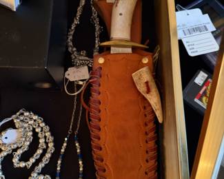 Stag Handle Knife, J. Marttiini Sheath
