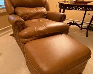 Hancock & Moore Leather Chair and Ottoman