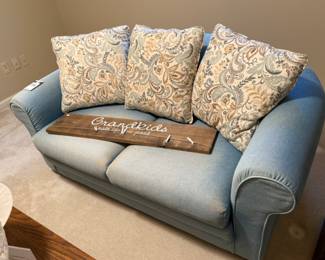Denim Love Seat, Pillows