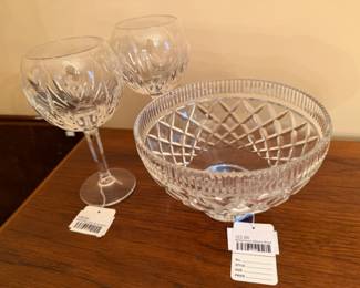 Waterford Killarney Bowl, Waterford Pair of Goblets