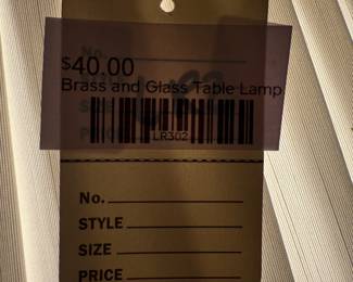  Brass and Glass Table Lamp