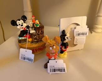 Disney March Hare Figurine, Disney Ceramic Mickey Frame, Disney Piano Music Box
