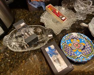 Bottle Stoppers, Glass Serving Dishes
