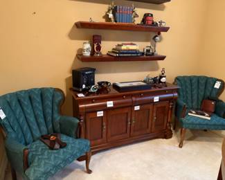 Hudson's Green Wingback Chair Set