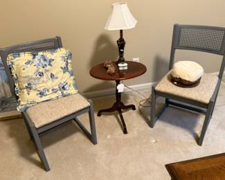 Pillows, Hats, Bombay Company Pedestal Table, Lamps