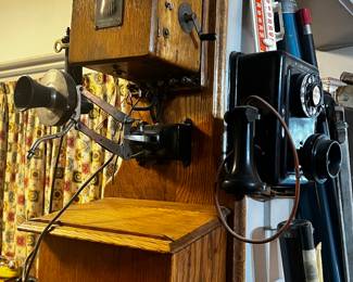 Several Wall Phones Antique Oak c1900