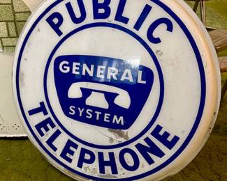 24” round fiberglass or plastic material
Made as a light up Hotel Sign / 1 sided