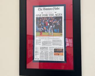  Framed Front Page of the Boston Globe  Commemorating the Red Sox 2018 World Series 