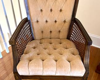 Vintage Tufted Seat/Back Chair with Cane Sides...We have a Pair