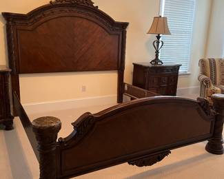 Available for Pre-Sale Ashley Furniture North Shore King Size Bed $600.00 email gail@freshstarttransitions.com if interested. 77h x 86w x 91 long Excellent Condition!!