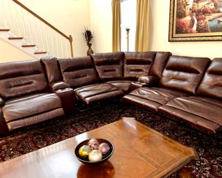 Pre-Sale Price Reduced $990.00 Leather Sectional Sofa Zero Wall Power Recliner Each Seat is 
38.5w x 30d x 43h email gail@freshstarttransitions.com