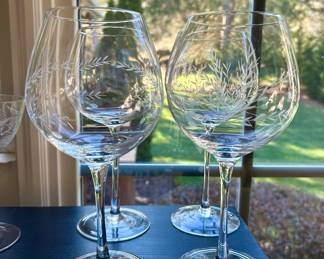Vintage Etched Wine Glasses