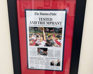 Framed Front Page of the Boston Globe  Commemorating the Red Sox  2013 World Series Win