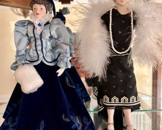 Vintage Avon Victorian Porcelain Doll, and  Vintage 1980's Avon Roaring 20's Flapper Porcelain Doll