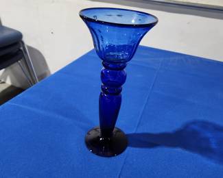 Vintage Cobalt Blue Glass Candleholder