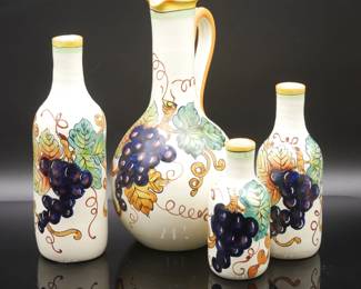 Amalfi Italy Hand Painted Bottles & Pitcher 4pc Set