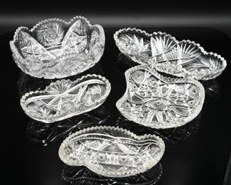 Cut Crystal & Glass Dishes (Lot of 5)