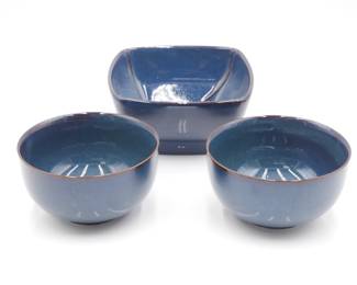 Set of 3 Glazed Ceramic Bowls