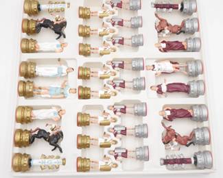 Ancient Roman Cast Resin & Hand-Painted Chess Set