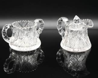 Cut Crystal Sugar Bowl & Creamer Set