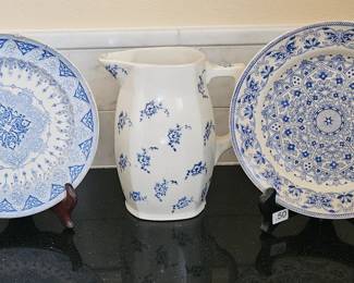 More vintage plates & pitcher - one plate has some cracks