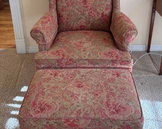 Pair of vintage armchairs w/one footstool