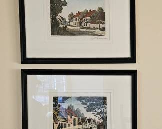 Several vintage art prints