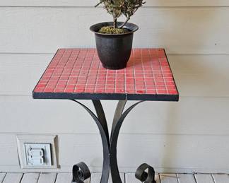 Metal table with tile top