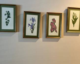 Hand embroidered by the owner of this beautiful home, Botanical collection...Beautiful decor for any home, all framed so nicely!