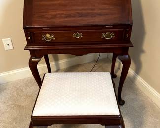 LOOK at this beautiful Ladies Secretary!  So perfect for den, bedroom, office or kitchen work space...Henkel-Harris with matching stool...Beautiful!