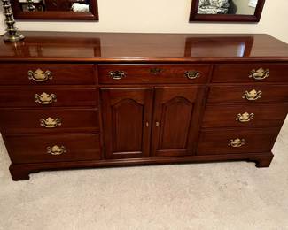 Welcome to this beautiful bedroom!  Henkel-Harris dresser is so lovely and highly functional.  All drawers smooth as silk, in pristine condition!  of course, matches, high chest of drawers and Cannonball bed and night stands!