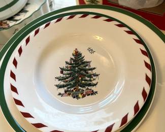 Spode plates with Candy Cane trim!