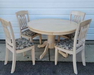 Beige Sold Wood Table And 4 Matching Chairs