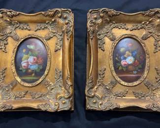  006 Beautiful Vintage Floral Paintings in beautiful Goldframes