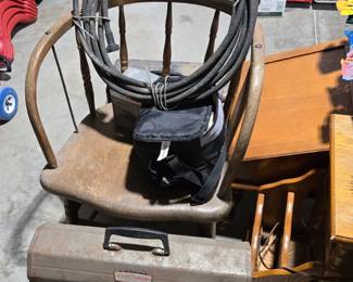 Tools boxes, antique chair