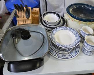 Electric skillet, dishes