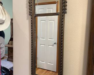 Victorian Style Wall Mirror with Etched Floral Motif