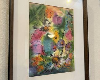 Framed & Matted Floral Watercolor Painting by De Boer