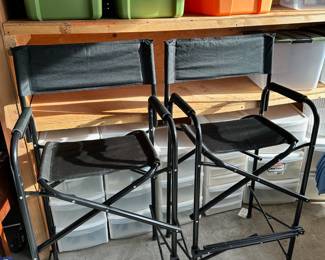 Pair of Black Tall Directors Chairs