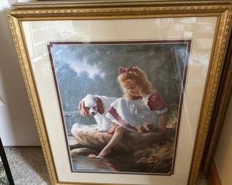 Framed & Matted "Girl and Her Dog" by Mark Arian