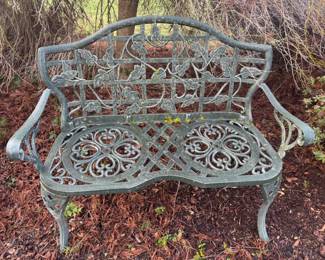 Wrought Iron Garden Bench with Vine Design