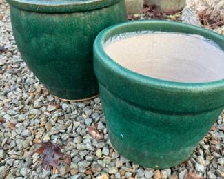 Green Glazed Ceramic Planters