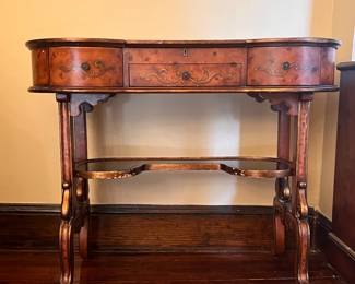 Ahhh. Painted glass top vanity with felted jewelry box. So good