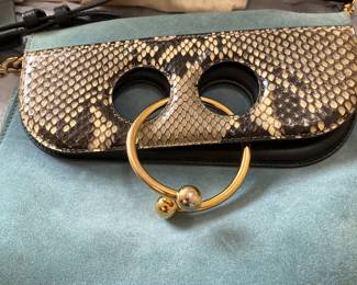 JW Anderson suede and snake skin purse 
