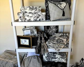 Everything for gorgeous custom bedroom- King comforter, dust, coord pillows, draperies, decor boxes , matching lampshades