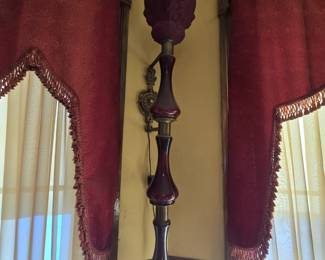 Matching pair of red glass wall lamps from a resturant in KC Mo.