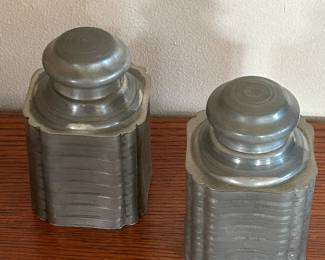 Vintage Victorian tea caddies in Pewter. 