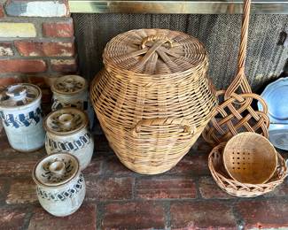 Pottery, wicker and rattan. 