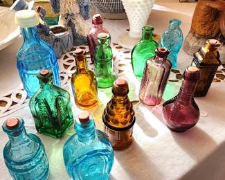 5" Vintage Colorful Glass Bottles